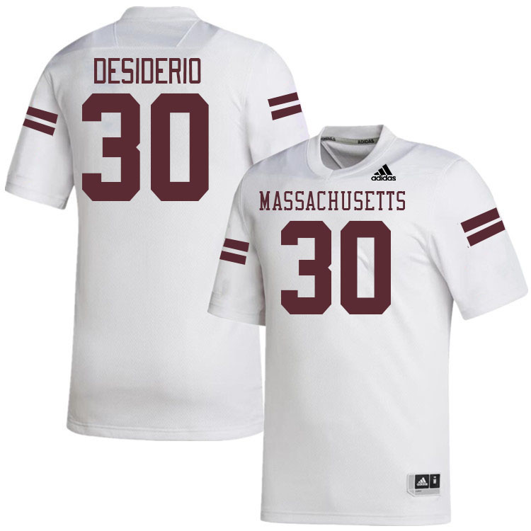 Massachusetts Minutemen #30 Cookie Desiderio College Football Jerseys Stitched-White